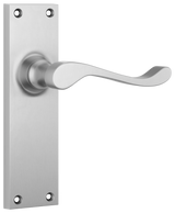 Tradco Victorian Door Lever on Plate Satin Chrome Latch