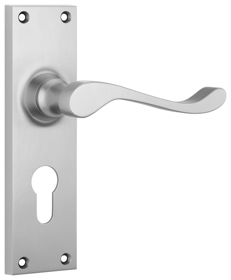 Tradco Victorian Door Lever on Plate Satin Chrome Euro