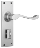 Tradco Victorian Door Lever on Plate Satin Chrome Privacy