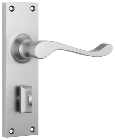 Tradco Victorian Door Lever on Plate Satin Chrome Privacy