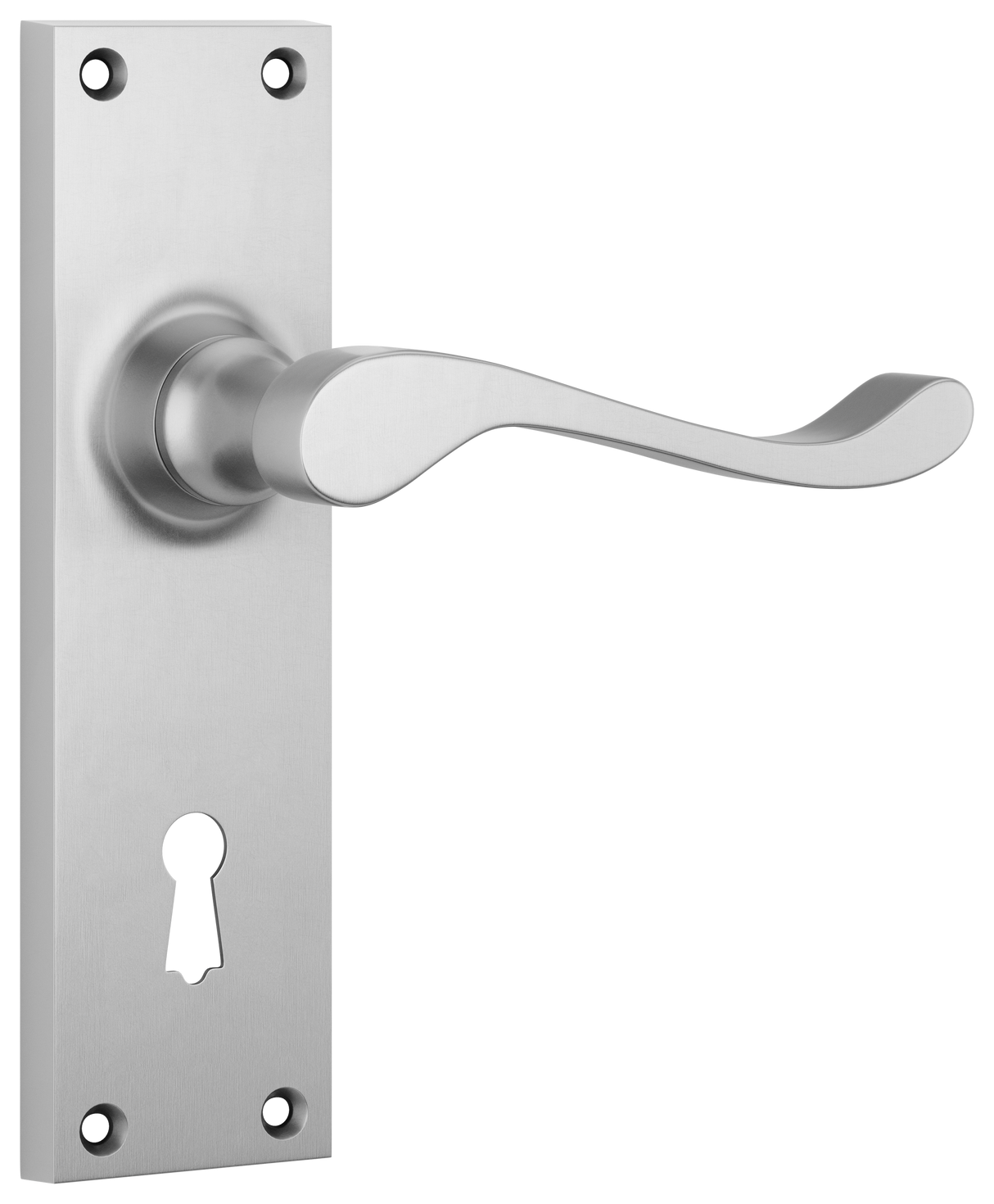 Tradco Victorian Door Lever on Plate Satin Chrome Lock
