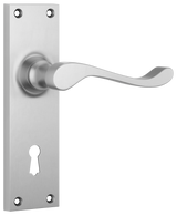 Tradco Victorian Door Lever on Plate Satin Chrome Lock