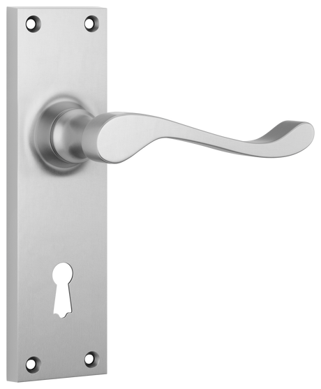 Tradco Victorian Door Lever on Plate Satin Chrome Lock