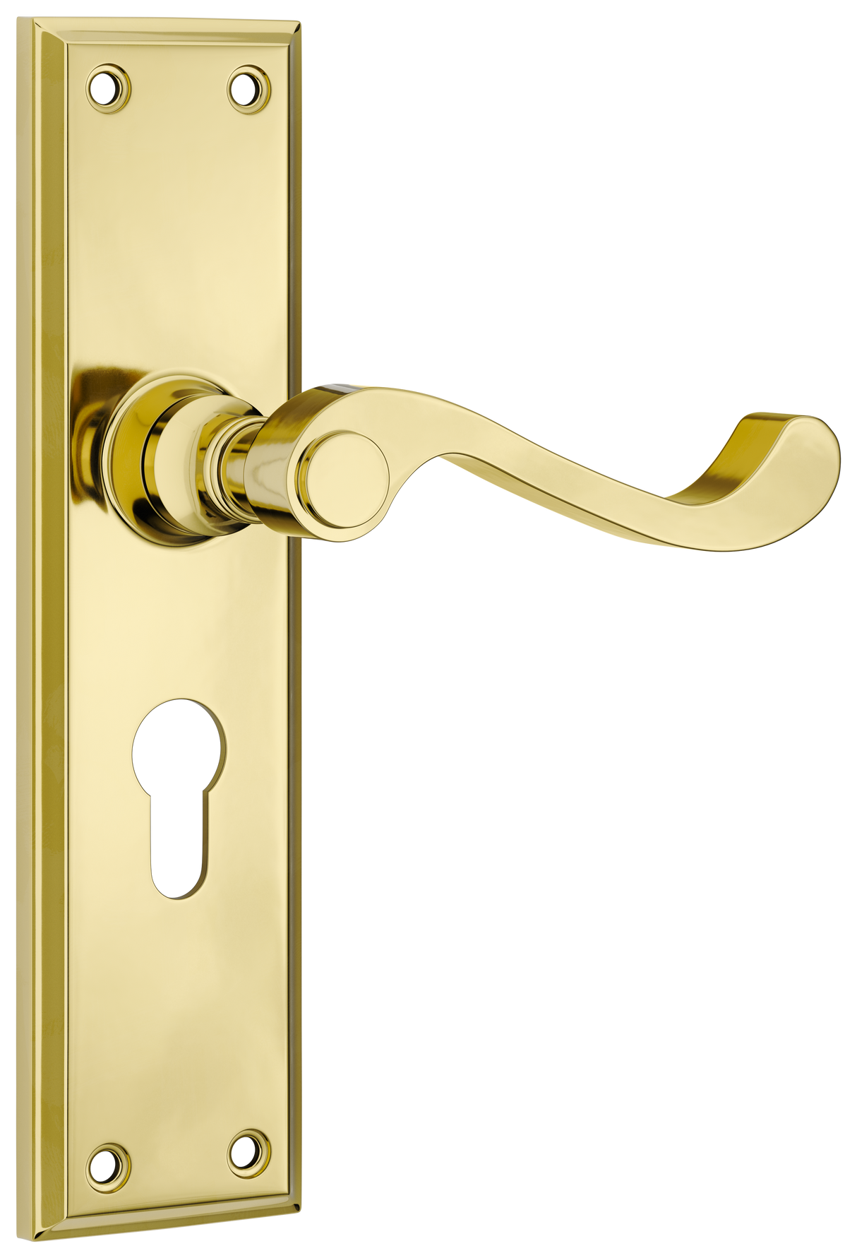 Tradco Milton Lever, Polished Brass, Euro