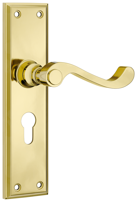 Tradco Milton Lever, Polished Brass, Euro