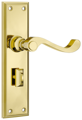 Tradco Milton Lever, Polished Brass, Privacy