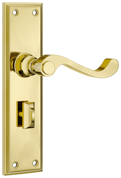 Tradco Milton Lever, Polished Brass, Privacy