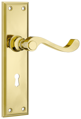 Tradco Milton Lever, Polished Brass, Skeleton Key