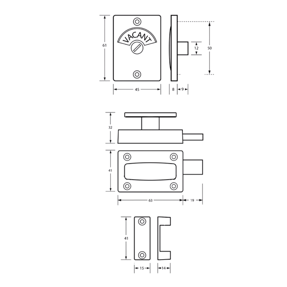 Metlam 100A Series Lock & Indicator Set – Satin Chrome Plate