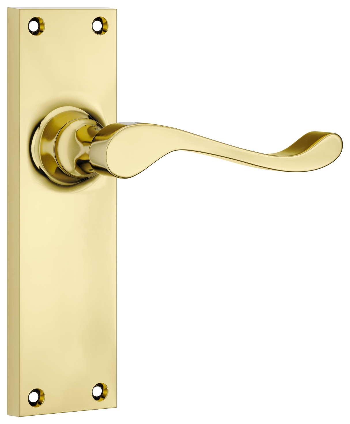 Tradco Victorian Door Lever on Plate Polished Brass Latch