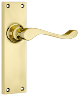 Tradco Victorian Door Lever on Plate Polished Brass Latch