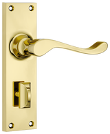 Tradco Victorian Door Lever on Plate Polished Brass Privacy
