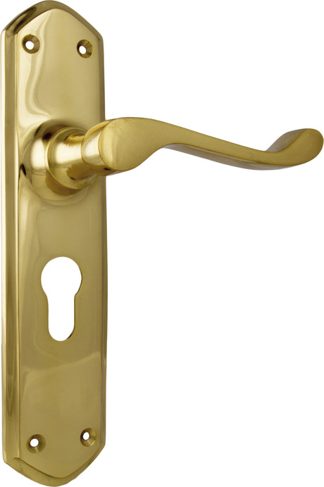Tradco Windsor Door Lever Polished Brass Euro