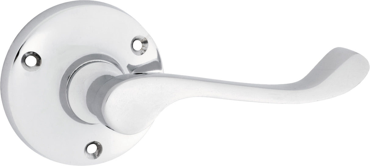 Tradco Victorian Door Lever on Round Rose Chrome Plated
