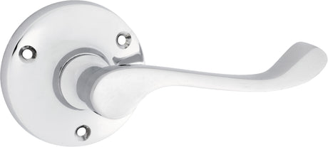 Tradco Victorian Door Lever on Round Rose Chrome Plated
