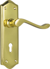 Tradco Henley Skeleton Key Lever, Polished Brass