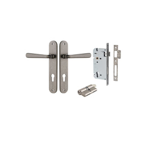 Iver Copenhagen Oval Backplate Distressed Nickel, Entrance Set Locking - Key / Key