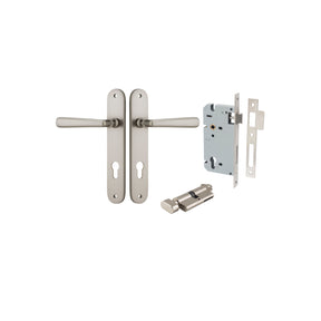 Iver Copenhagen Oval Backplate Satin Nickel, Entrance Set Locking - Key / Turn