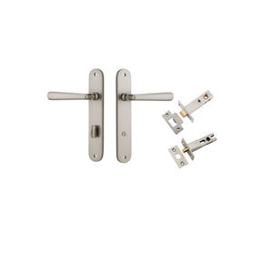 Iver Copenhagen Oval Backplate Satin Nickel, Privacy Set - Complete