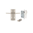Iver Helsinki Stepped Backplate Satin Nickel, Entrance Set Locking - Key / Key