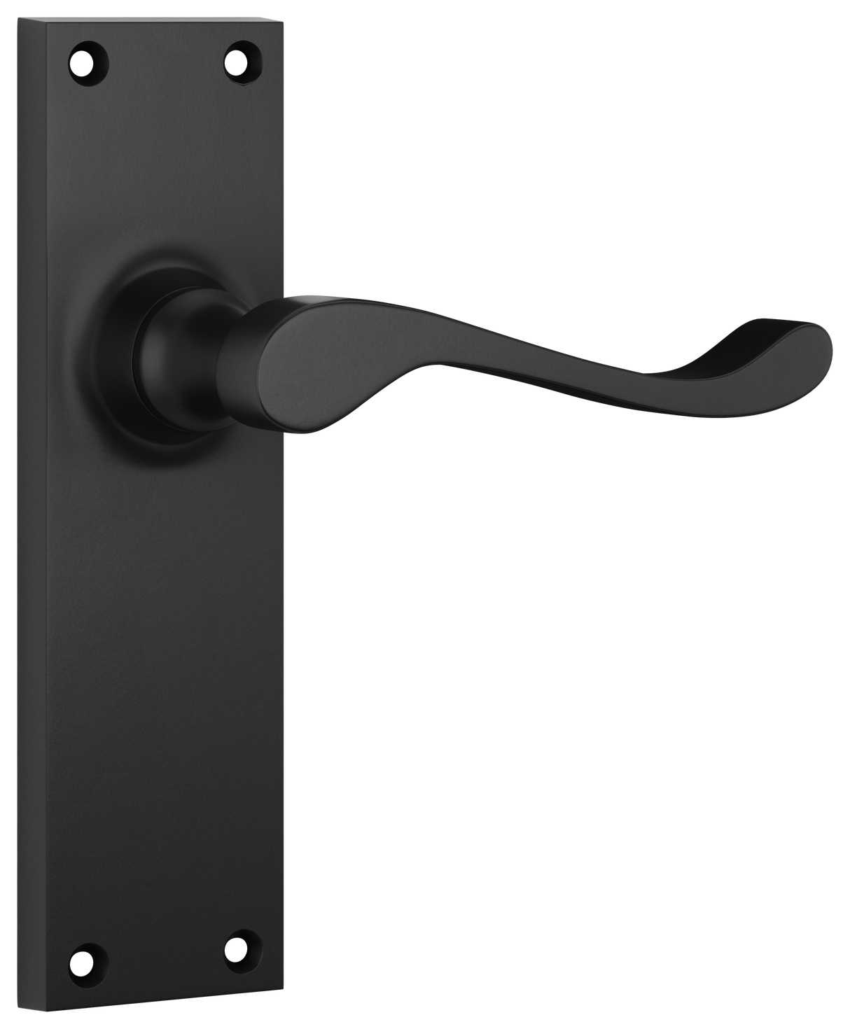 Tradco Victorian Door Lever on Plate Matt Black Latch