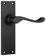 Tradco Victorian Door Lever on Plate Matt Black Latch