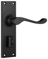 Tradco Victorian Door Lever on Plate Matt Black Privacy