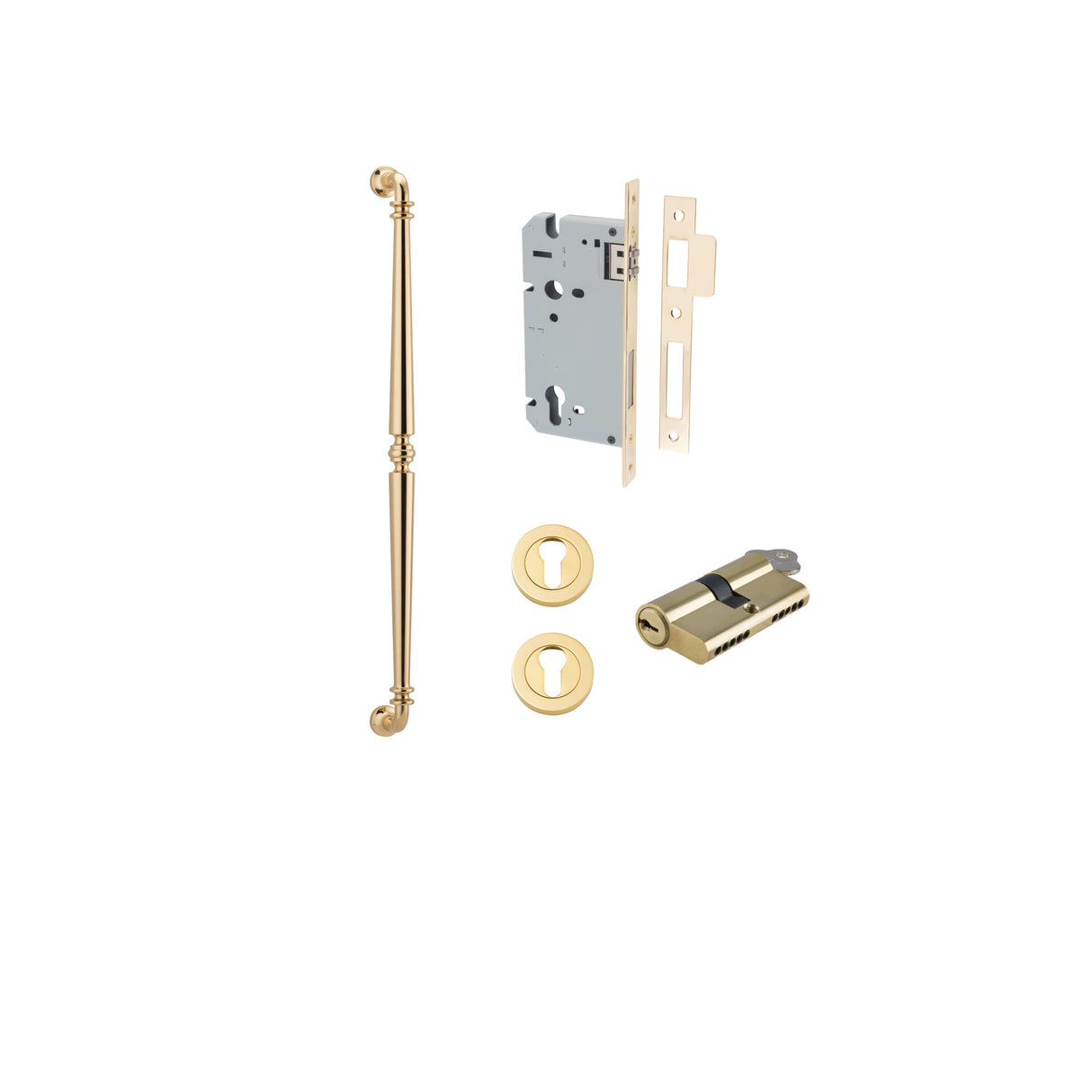 Iver Sarlat Pull Handle Entrance Kit, 600mm, Polished Brass