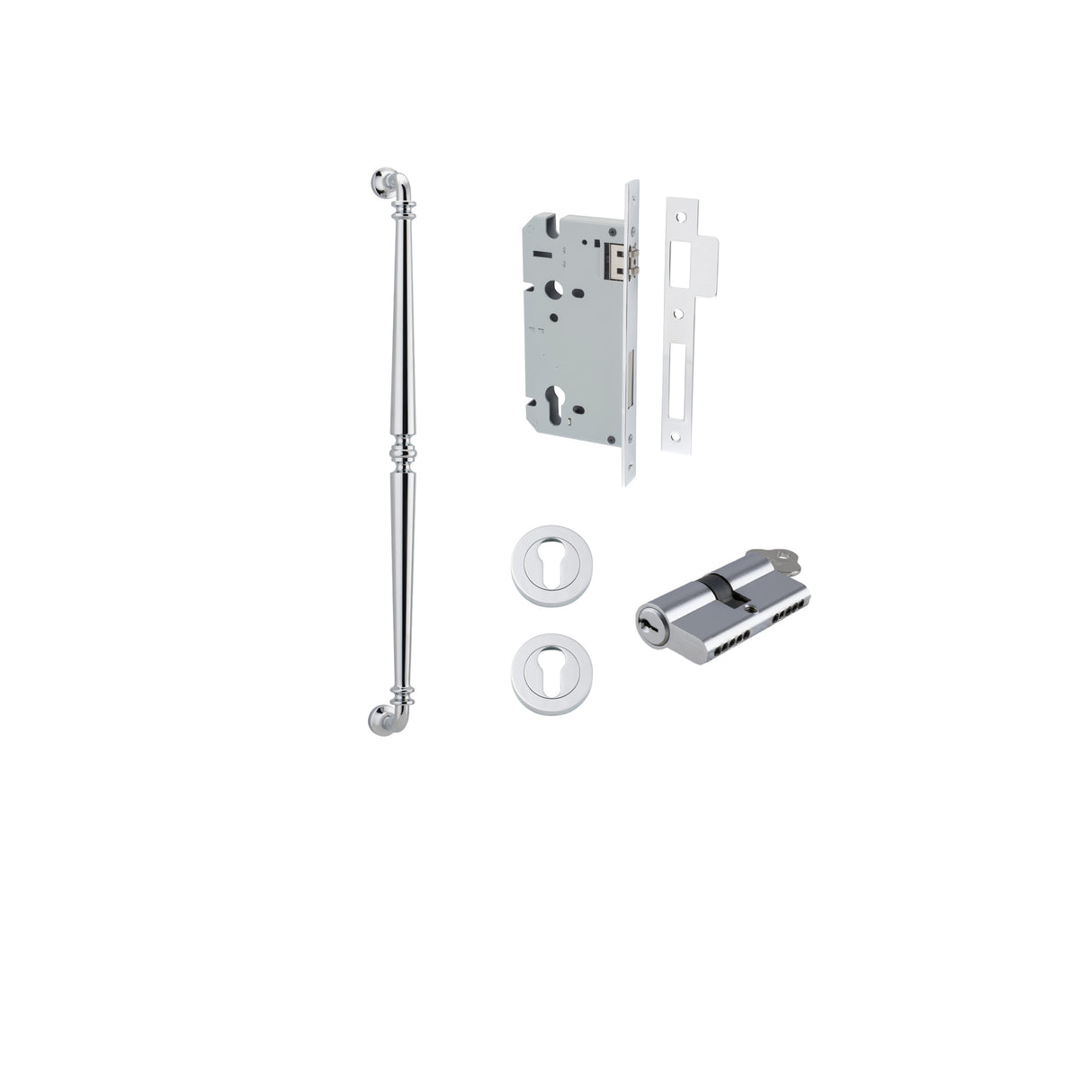 Iver Sarlat Pull Handle Entrance Kit, 600mm, Polished Chrome