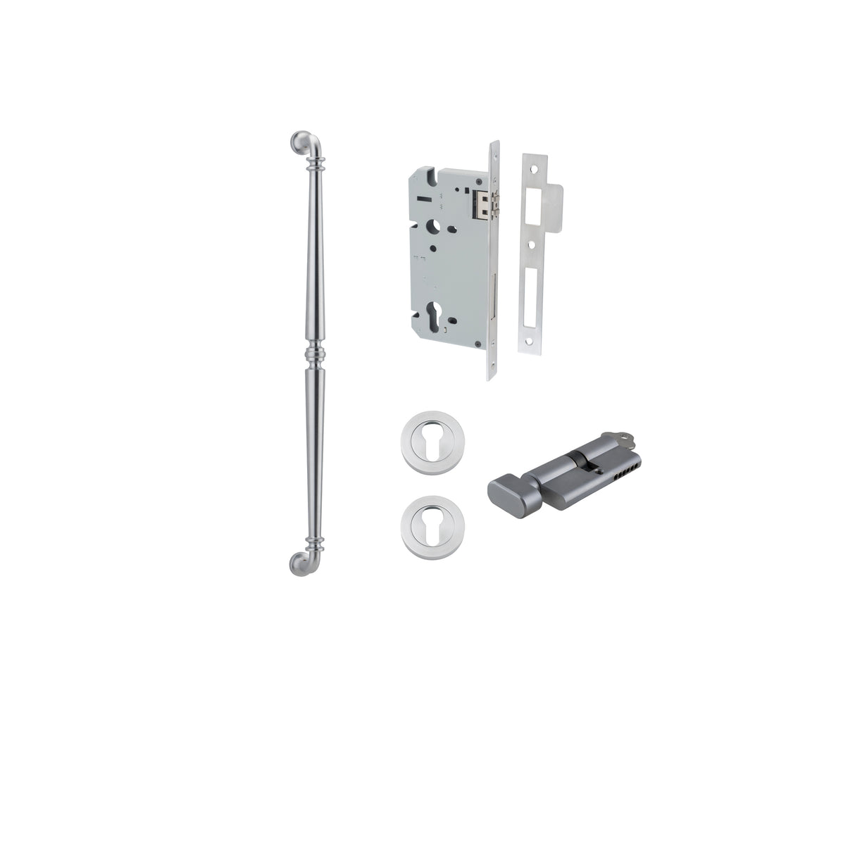 Iver Sarlat Pull Handle Entrance Kit, 600mm, Brushed Chrome