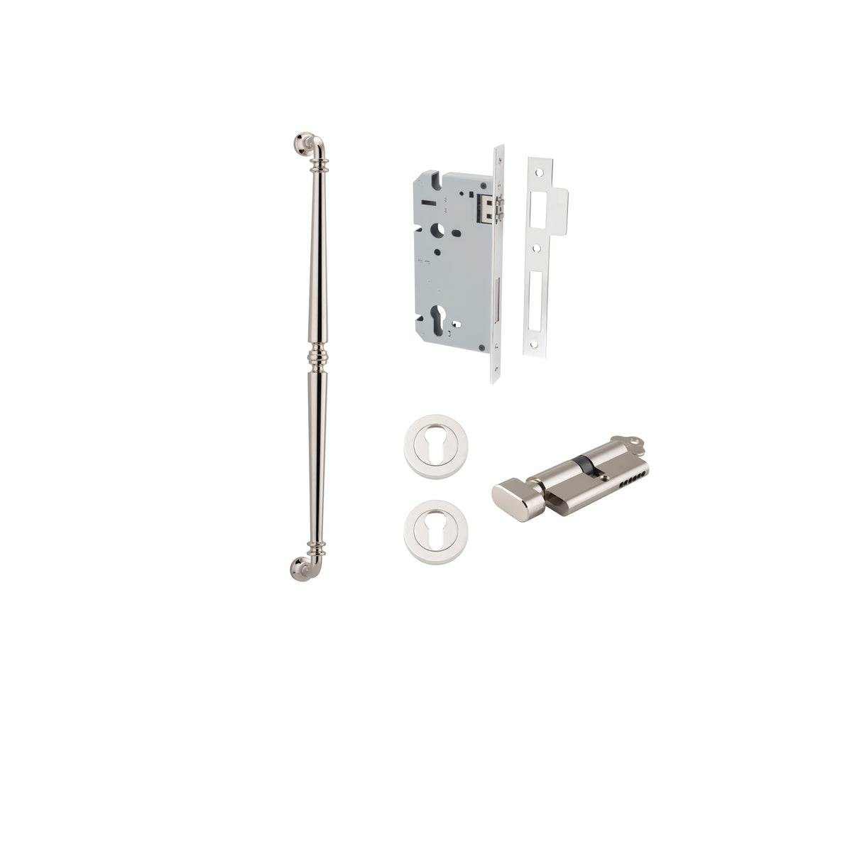 Iver Sarlat Pull Handle Entrance Kit, 600mm, Satin Nickel
