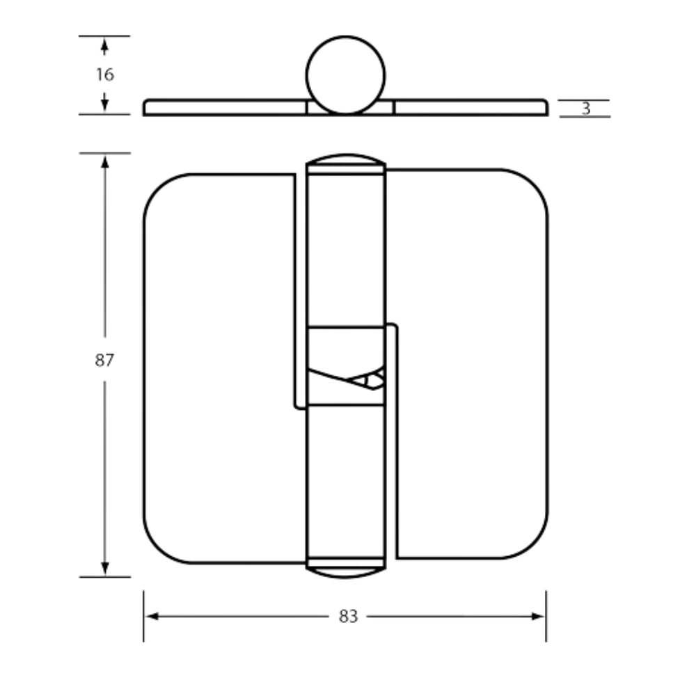 Metlam 207C Stainless Steel Concealed Fix Gravity Hinge – Satin Stainless Steel – with Bolt Through Face Plates