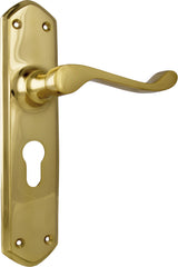 Tradco Windsor Door Lever Unlacquered Polished Brass Euro