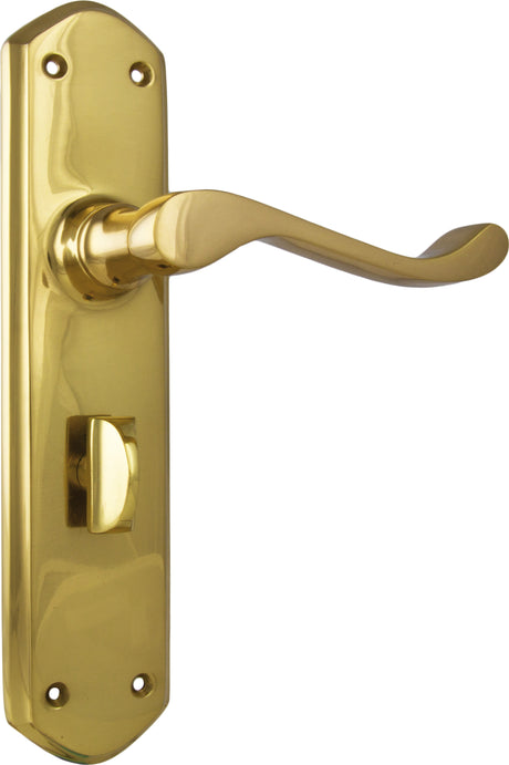 Tradco Windsor Door Lever Unlacquered Polished Brass Privacy