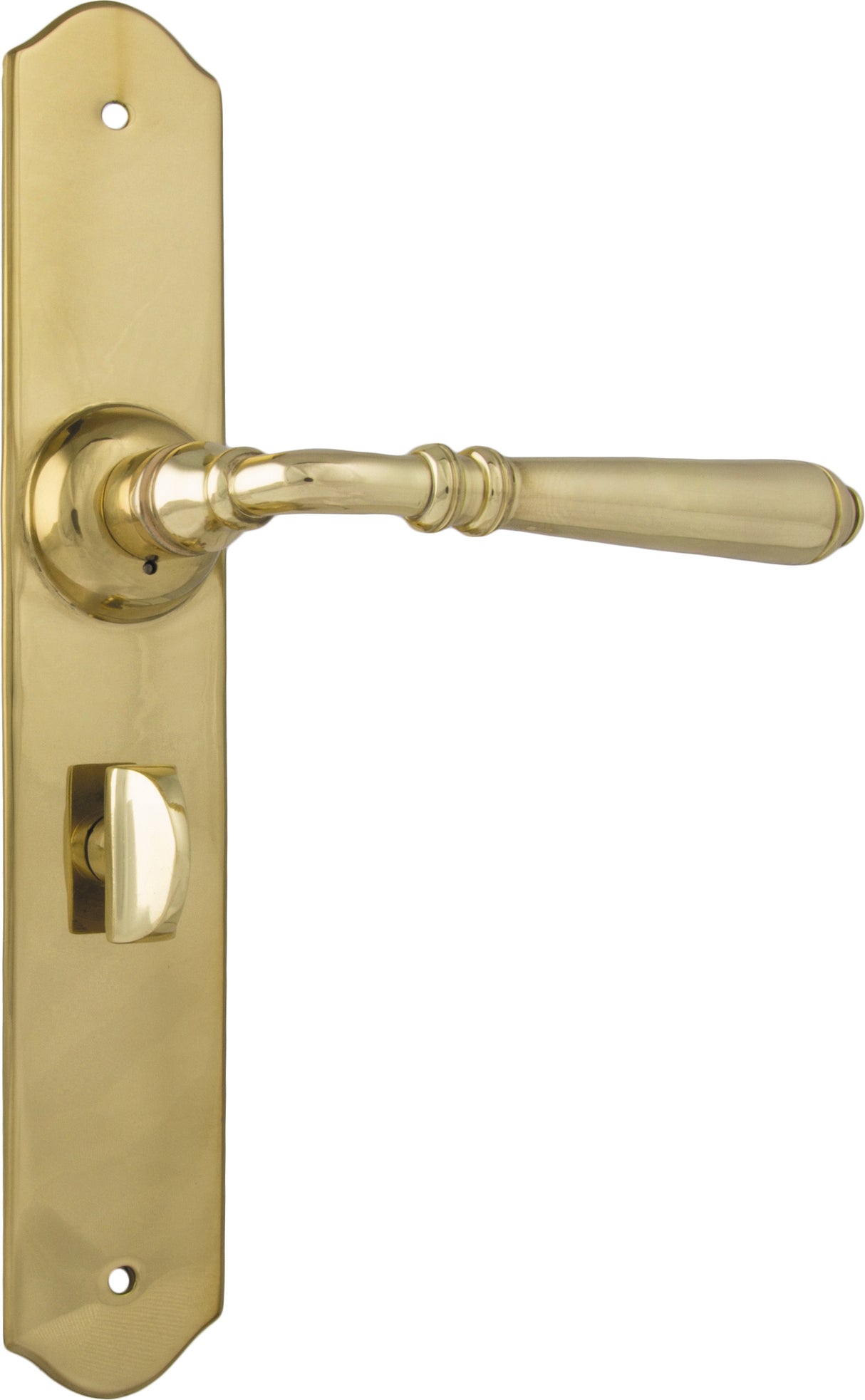 Tradco Reims Lever Long Plate, Unlacquered Polished Brass, Privacy