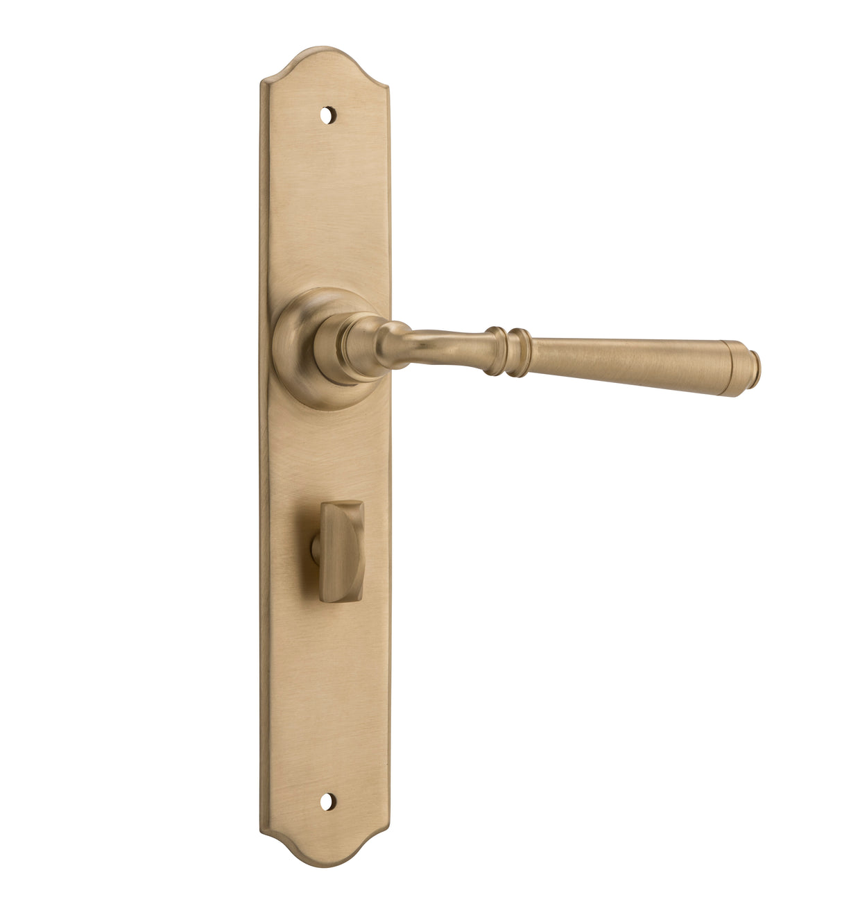 Tradco Reims Lever Long Plate, Unlacquered Satin Brass, Privacy