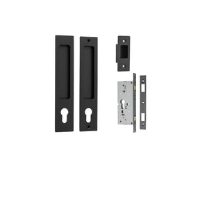 Iver Rectangular Sliding Door Pull Kit, Matt Black, Entrance Set Locking