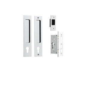 Iver Rectangular Sliding Door Pull Kit, Polished Chrome, Entrance Set Locking