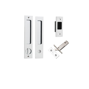 Iver Rectangular Sliding Door Pull Kit, Polished Chrome, Privacy Locking