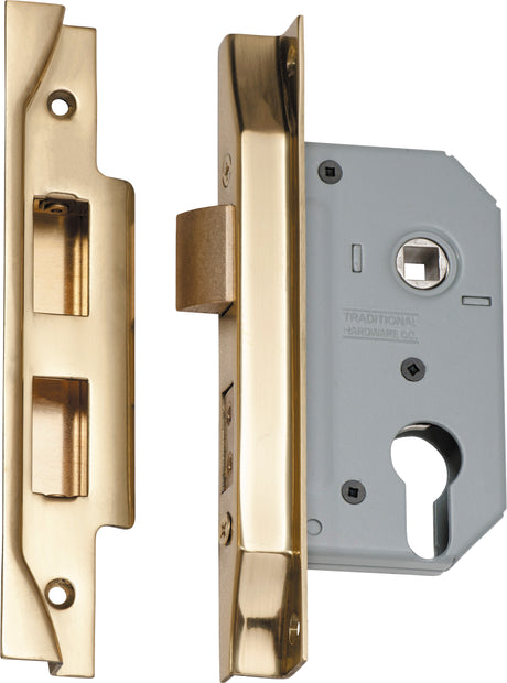 Tradco Rebated Euro Mortice Lock Polished Brass 46mm