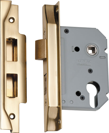 Tradco Rebated Euro Mortice Lock Polished Brass 57mm