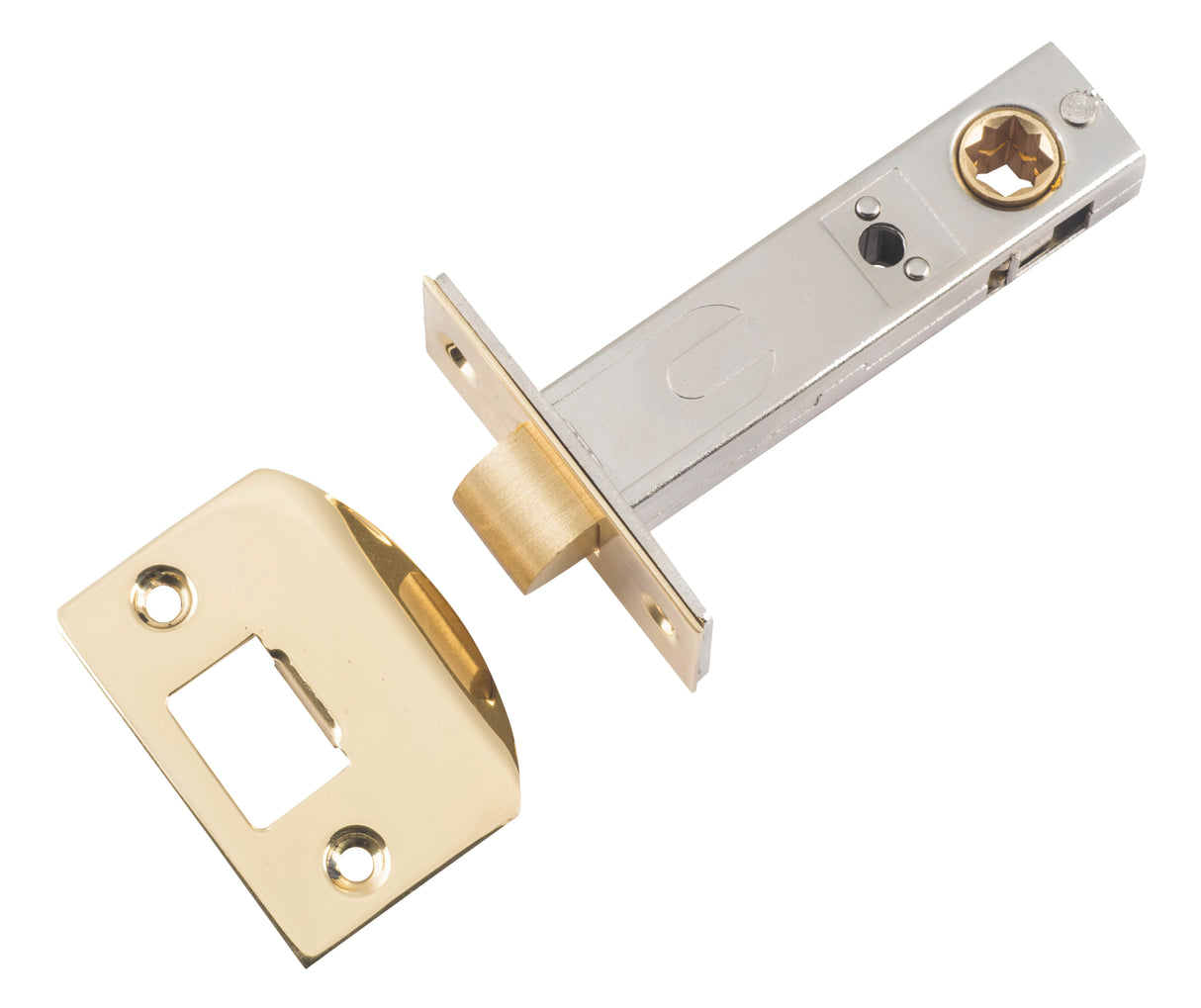 Tradco Split Cam Hard Sprung Tubular Latch, Polished Brass, 70mm