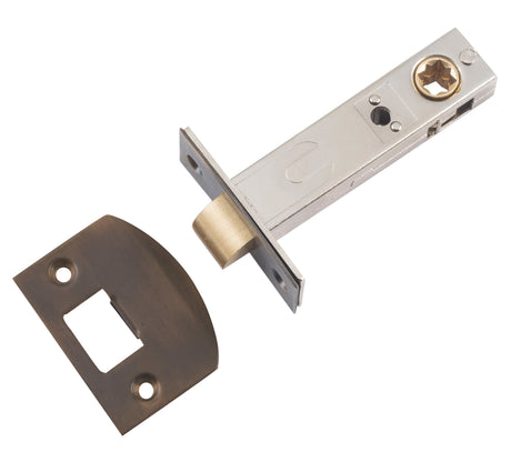 Tradco Split Cam Hard Sprung Tubular Latch, Antique Brass, 70mm