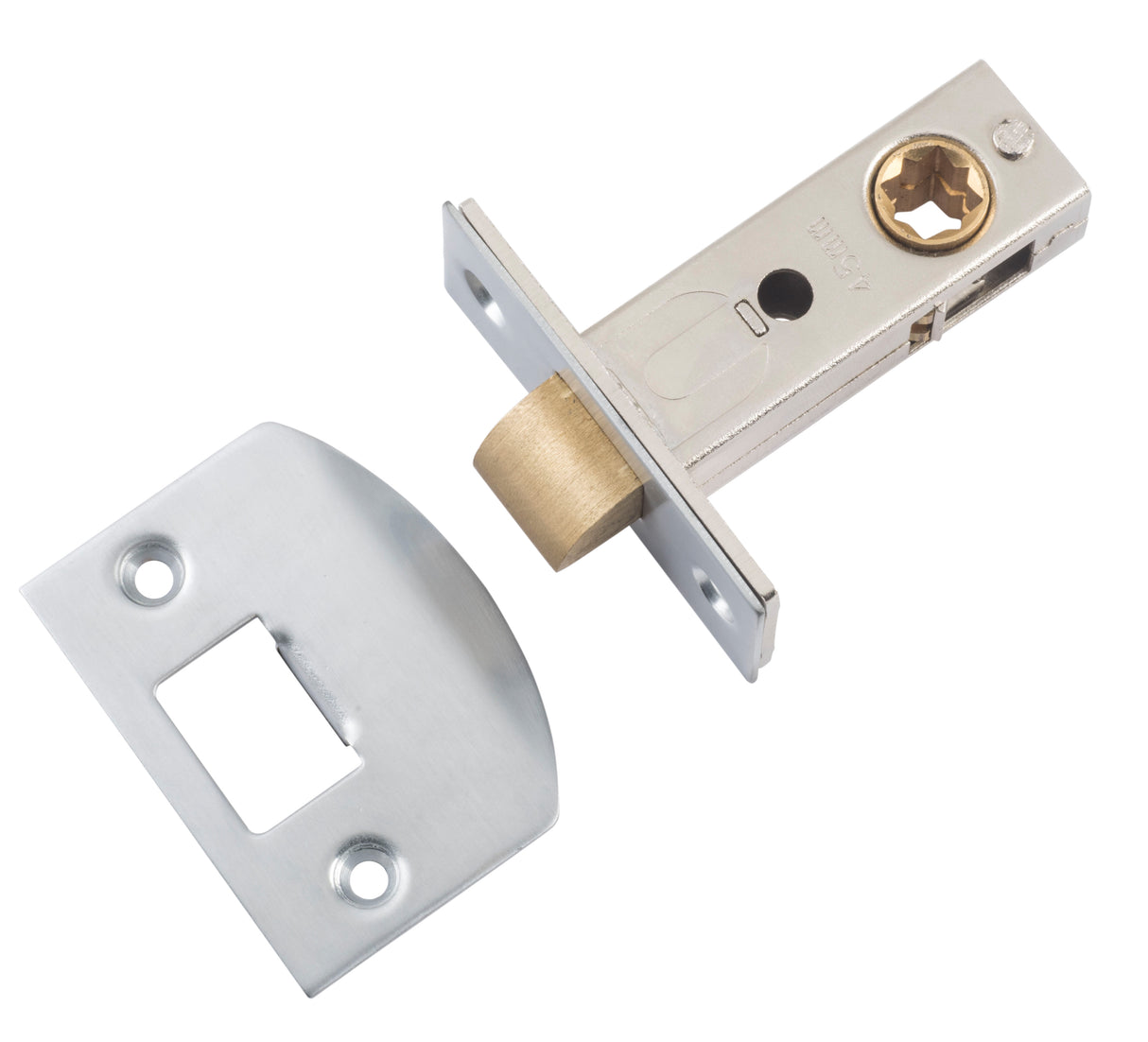 Tradco Split Cam Hard Sprung Tubular Latch, Satin Chrome, 45mm