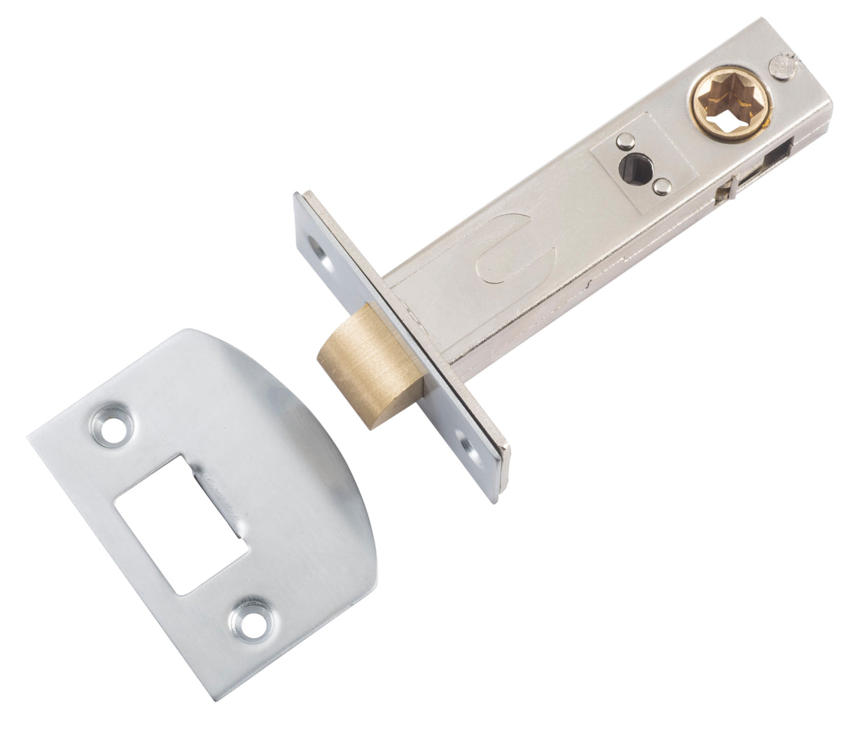 Tradco Split Cam Hard Sprung Tubular Latch, Satin Chrome, 70mm