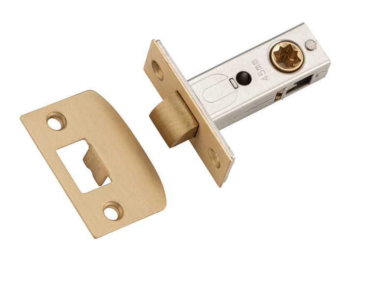 Tradco Split Cam Hard Sprung Tubular Latch, Satin Brass, 45mm