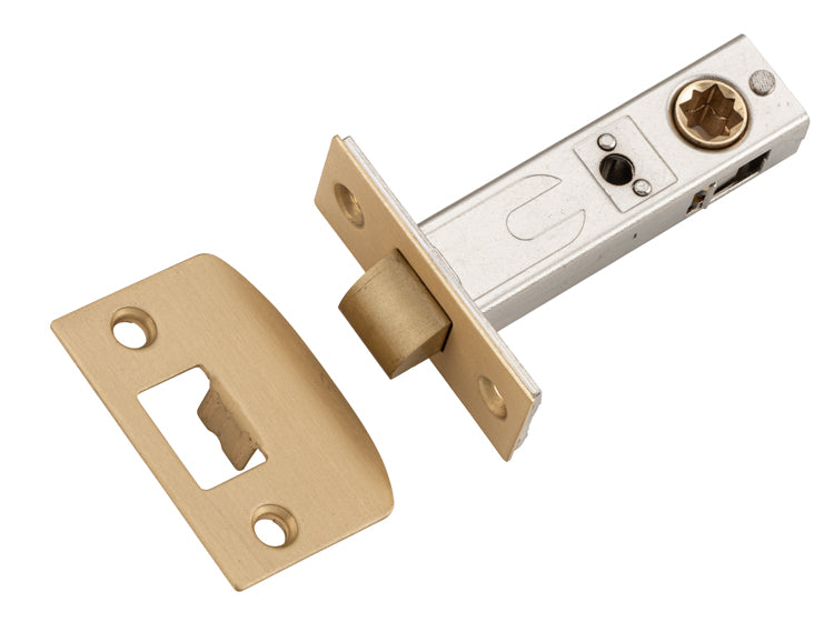 Tradco Split Cam Hard Sprung Tubular Latch, Satin Brass, 60mm