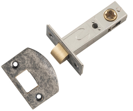 Tradco Split Cam Hard Sprung Tubular Latch, Rumbled Nickel, 60mm