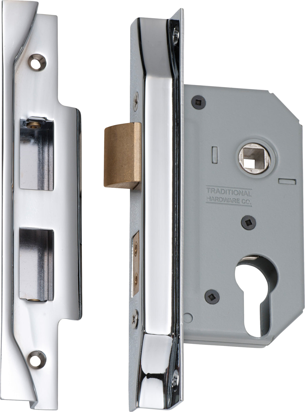 Tradco Rebated Euro Mortice Lock Chrome Plated 46mm