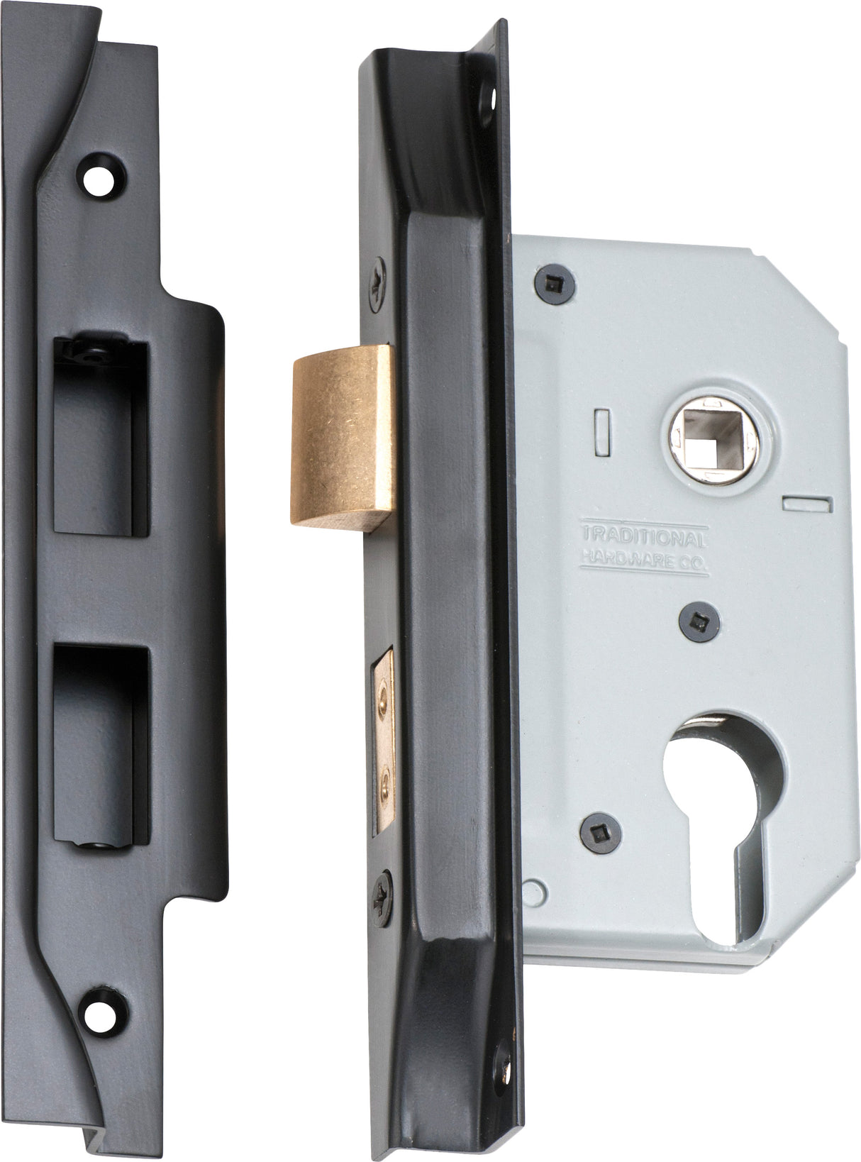 Tradco Rebated Euro Mortice Lock Matt Black 46mm